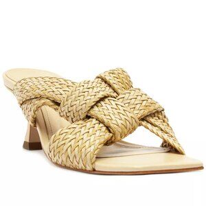 168$ SCHUTZ Kali Kitten Heel Slip On Sandals Women's Size 7 US Beige
